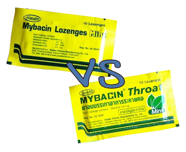 Mybacin Lozenges Mint vs Mybacin Throat Mint